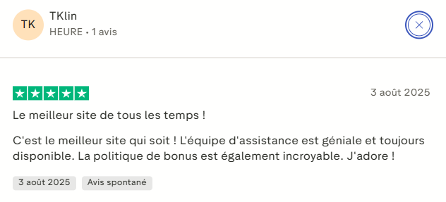 Note Trustpilot du casino Yonibet